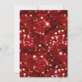Rote und goldene Glitzer Herzens 21. Geburtstag Einladung (Rückseite)