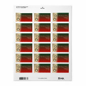 Rote und goldene Glitzer Ornamente Rücksendeadress Adressaufkleber (Vorne)