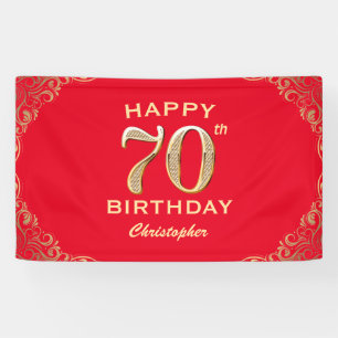 Rote und goldene Glitzer Rahmen der 70. Geburtstag Banner