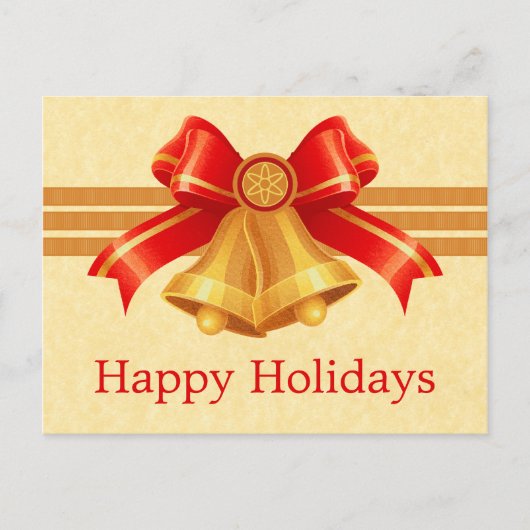 Rote und goldene Glocken Weihnachtskarte Feiertagspostkarte (Vorderseite)