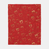 Rote und goldene Herzen am roten Valentiner Muster Fleecedecke (Vorderseite)