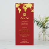 Rote und goldene Hochzeit in Urlaubsort Menükarte (Stehend Vorderseite)