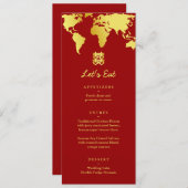 Rote und goldene Hochzeit in Urlaubsort Menükarte (Vorne/Hinten)