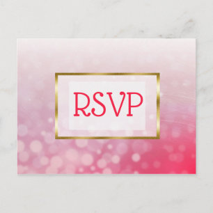 Rote und goldene Hochzeits-RSVP-Postkarten mit Bla Einladungspostkarte