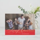 Rote und goldene Imitate Fohlenkalligraphie Feiertagskarte (Stehend Vorderseite)