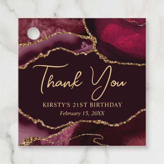 Rote und goldene Imitate Glitzer Agate Birthday Pa Geschenkanhänger (Vorderseite)