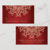 Rote und goldene indische Platzkarte für Inspirier (Vorne/Hinten)