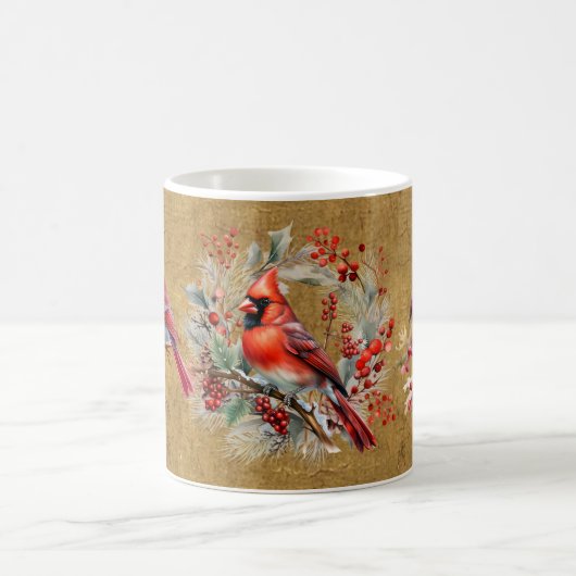 Rote und goldene Kardinal-Tasse Kaffeetasse (Mittel)