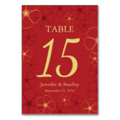 Rote und goldene Kirschblüten Hochzeiten Tischnumm Tischnummer (Rückseite)