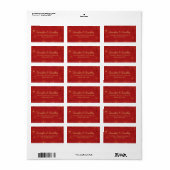 Rote und goldene Kirschblüten Hochzeitsplatten Adressaufkleber (Vorne)