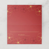 Rote und goldene Kirschblüten Hochzeitsstimmung Pl Platzkarte (Außenseite Aufgefaltet)