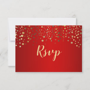 Rote und goldene Konfettipunkte - RSVP Karte