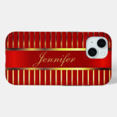 Rote und goldene Metallstreifen Case-Mate iPhone Hülle (Rückseite (Horizontal))