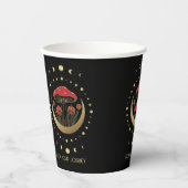 Rote und goldene Mushrooms Gold Crescent Moon Pappbecher (Vorderseite)