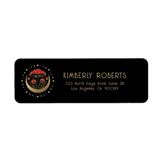 Rote und goldene Mushrooms Halbmond auf schwarz (Vorne)