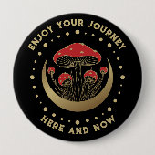 Rote und goldene Mushrooms Halbmond auf schwarz Button (Vorderseite)