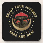 Rote und goldene Mushrooms Halbmond auf schwarz Getränkeuntersetzer (Vorderseite)