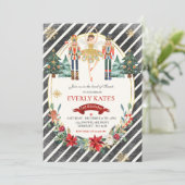 Rote und goldene Nutcracker Birthday Sugum Fairy Einladung (Stehend Vorderseite)