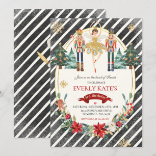 Rote und goldene Nutcracker Birthday Sugum Fairy Einladung