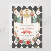 Rote und goldene Nutcracker Birthday Sugum Fairy Einladung (Vorderseite)