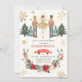 Rote und goldene Nutcracker Birthday Sugum Fairy Einladung (Vorderseite)