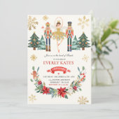Rote und goldene Nutcracker Birthday Sugum Fairy Einladung (Stehend Vorderseite)