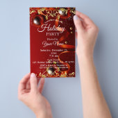 Rote und goldene Ornamente Party Einladung Flyer (Handgriff)