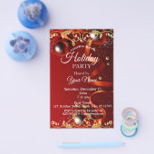 Rote und goldene Ornamente Party Einladung Flyer (Einzeln)