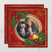 Rote und goldene Raute-Fotokarte (Vorne/Hinten)