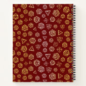 Rote und goldene Rollenspielwürfel d20 Gamer Notizblock (Rückseite)