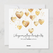 Rote und goldene romantische Herzen Feiertagskarte (Rückseite)