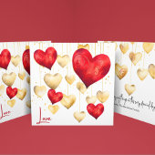 Rote und goldene romantische Herzen Feiertagskarte