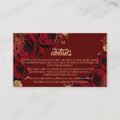 Rote und goldene Rose Blumendetails Hochzeit Begleitkarte (Vorderseite)