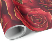 Rote und goldene Rose Geschenkpapier (Rolleneckpunkt)