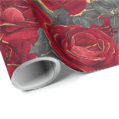 Rote und goldene Rose Geschenkpapier (Rolleneckpunkt)
