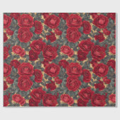 Rote und goldene Rose Geschenkpapier (Flach)