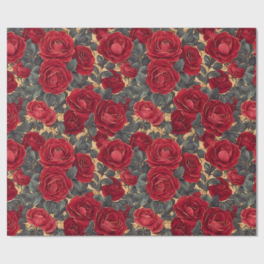 Rote und goldene Rose Geschenkpapier (Flach)