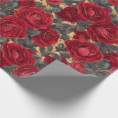 Rote und goldene Rose Geschenkpapier (Ecke)