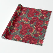 Rote und goldene Rose Geschenkpapier (Ungerollt)