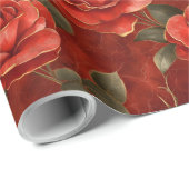 Rote und goldene Rose Geschenkpapier (Rolleneckpunkt)