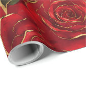 Rote und goldene Rose Geschenkpapier (Rolleneckpunkt)
