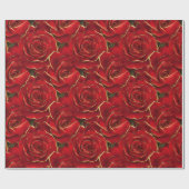 Rote und goldene Rose Geschenkpapier (Flach)