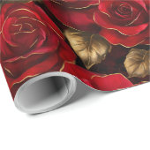 Rote und goldene Rose Geschenkpapier (Rolleneckpunkt)
