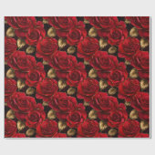 Rote und goldene Rose Geschenkpapier (Flach)