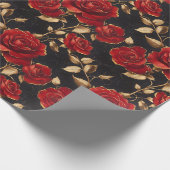 Rote und goldene Rose Geschenkpapier (Ecke)