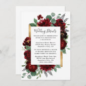 Rote und goldene Rose Grüne Weiße Hochzeit Begleitkarte (Vorne/Hinten)