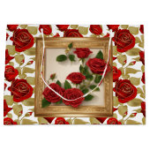 Rote und goldene Rosen Große Geschenktüte (Vorderseite)
