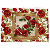 Rote und goldene Rosen Große Geschenktüte (Rückseite)