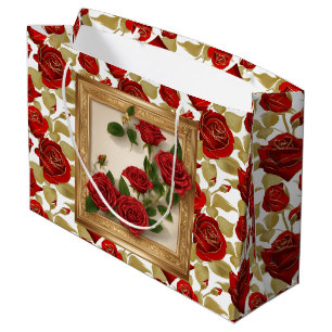 Rote und goldene Rosen Große Geschenktüte