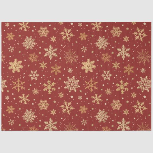 Rote und goldene Schneeflocken Seidenpapier (Vorderseite)